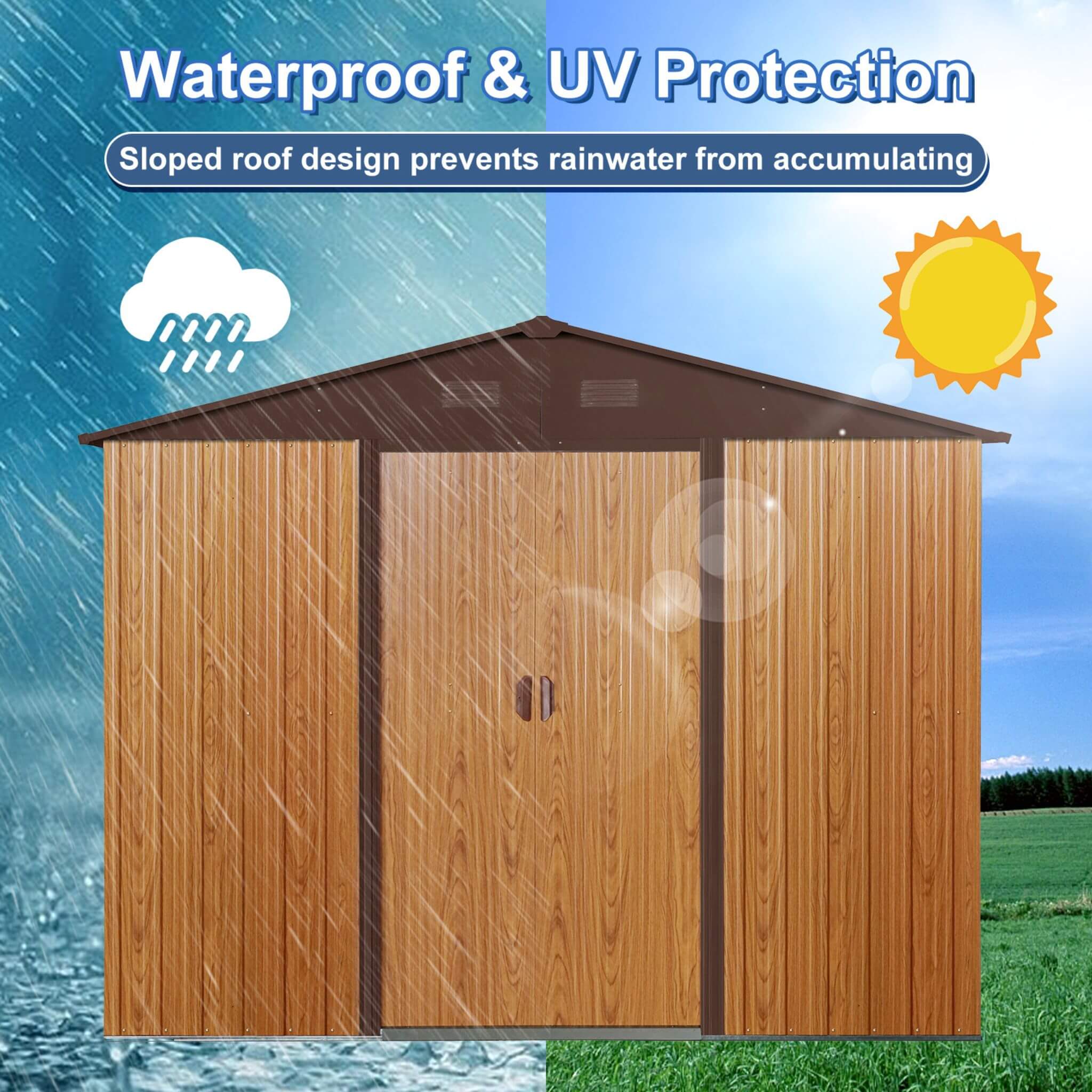 [06X08FT] Premium Outdoor Metal Storage Shed With Metal Floor Frame (SAK95204)