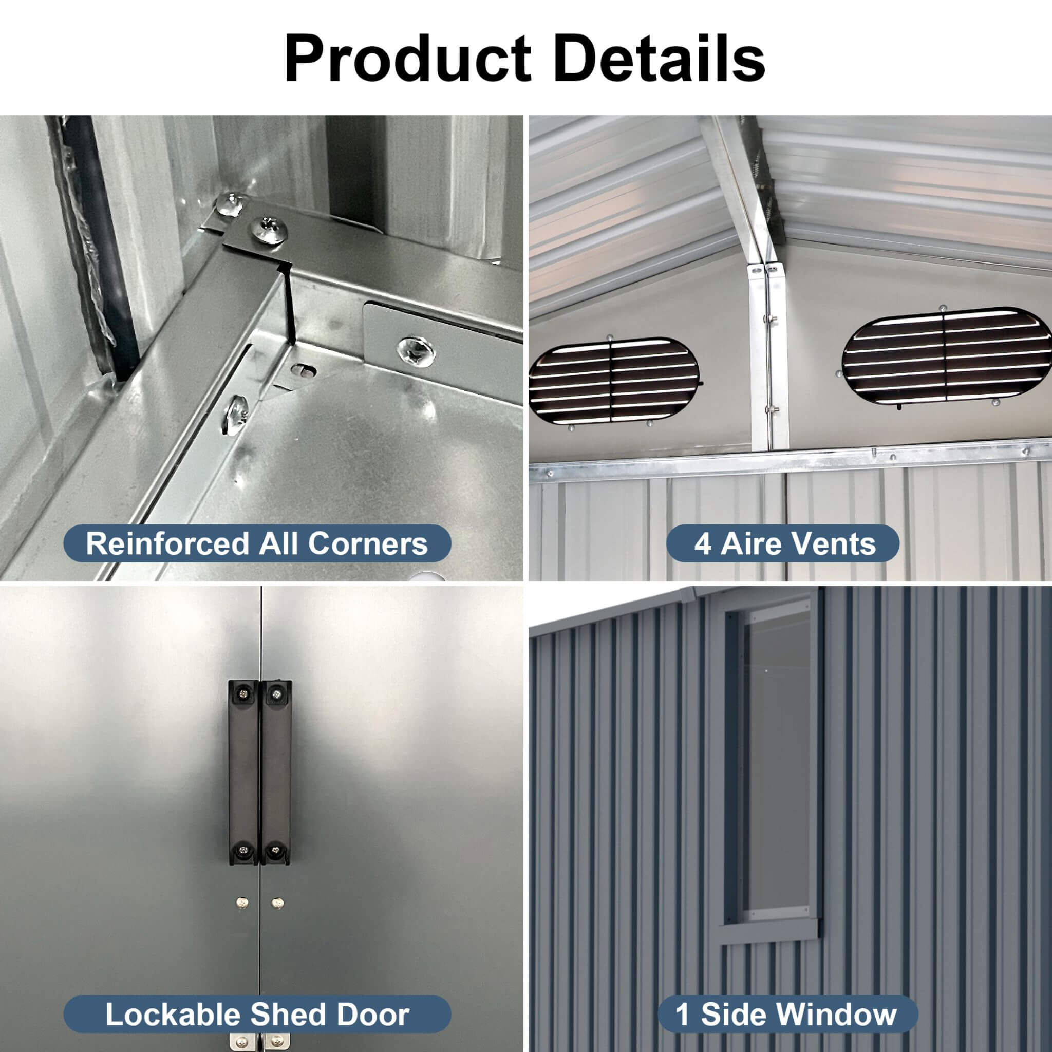 [08x10FT] Large Outdoor Metal Storage Tool Shed With Window And Lockable Doors (SAK32987)