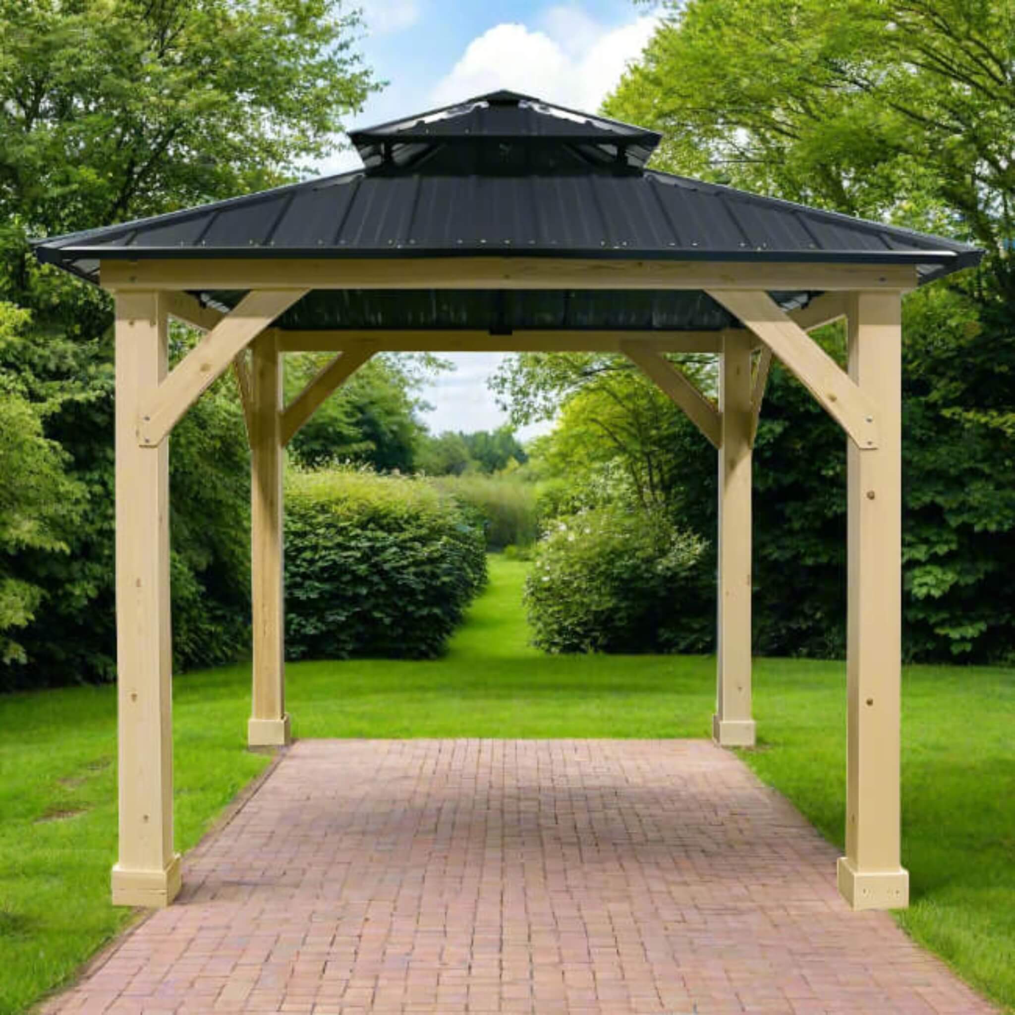 [10x10FT] Premium Outdoor Patio Hardtop Gazebo W/ Double Steel Roof (SAK01291)