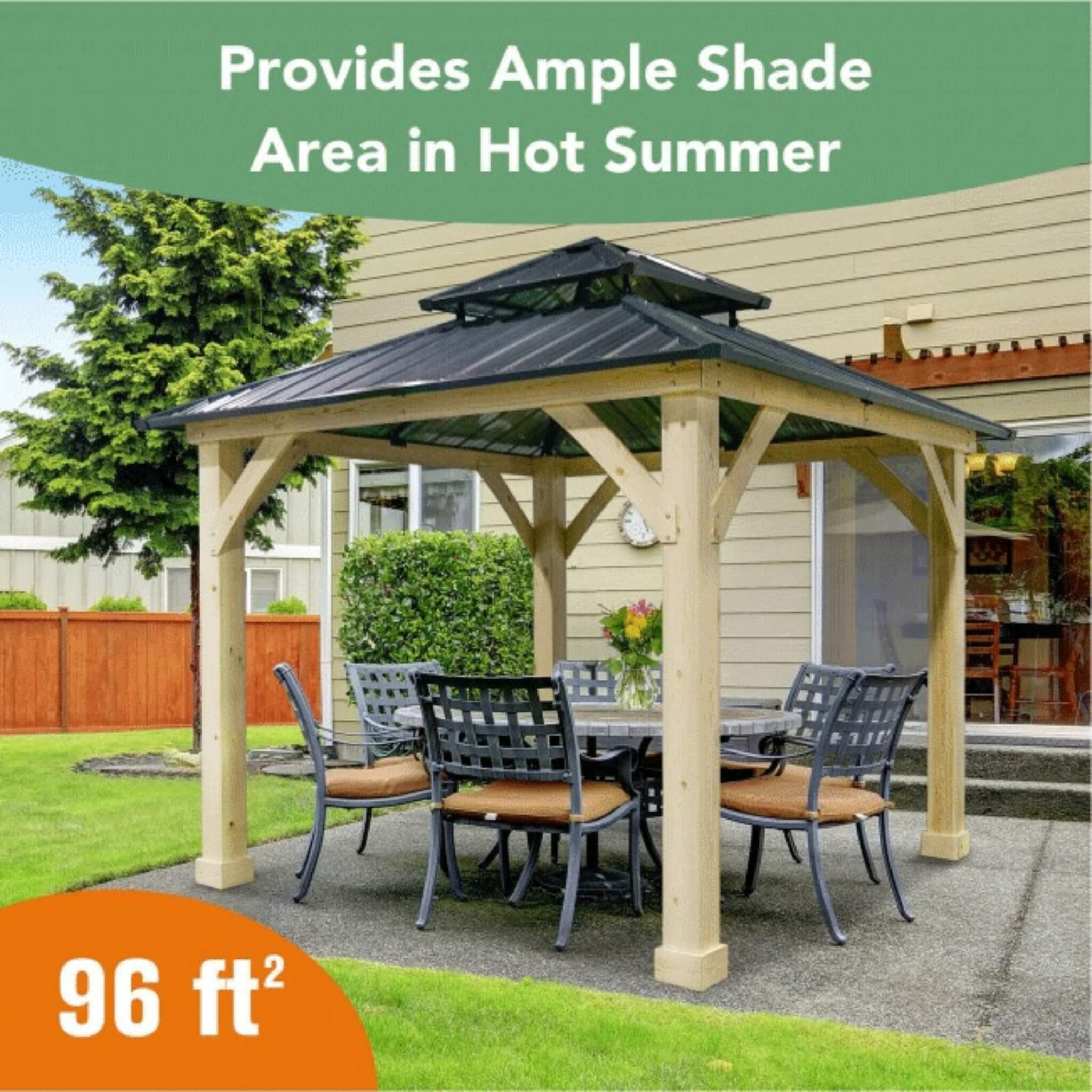 [10x10FT] Premium Outdoor Patio Hardtop Gazebo W/ Double Steel Roof (SAK01291)