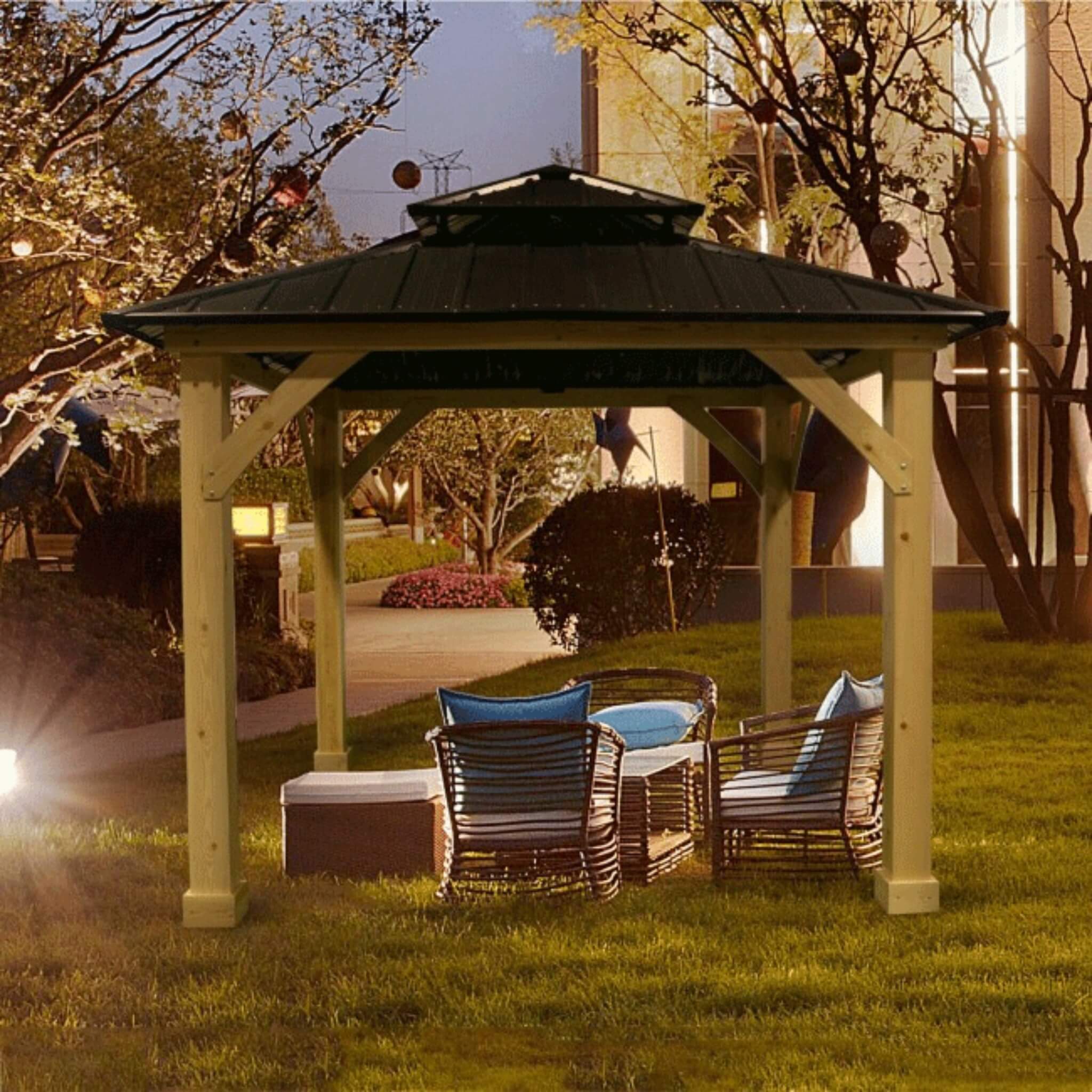 [10x10FT] Premium Outdoor Patio Hardtop Gazebo W/ Double Steel Roof (SAK01291)