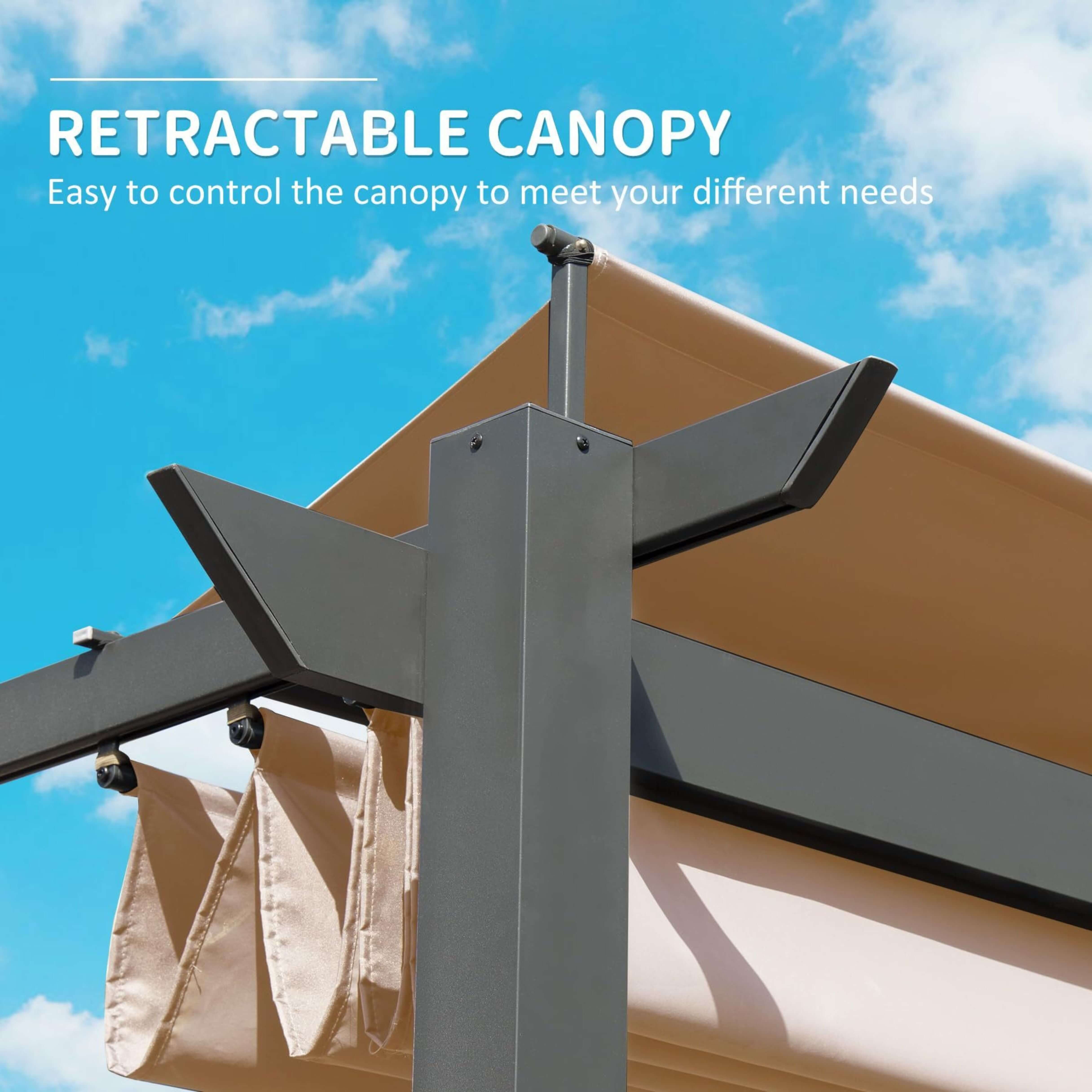 [11X16FT] Heavy-Duty Outdoor Retractable Aluminum Pergola With Weather-Resistant Canopy (SAK91853)