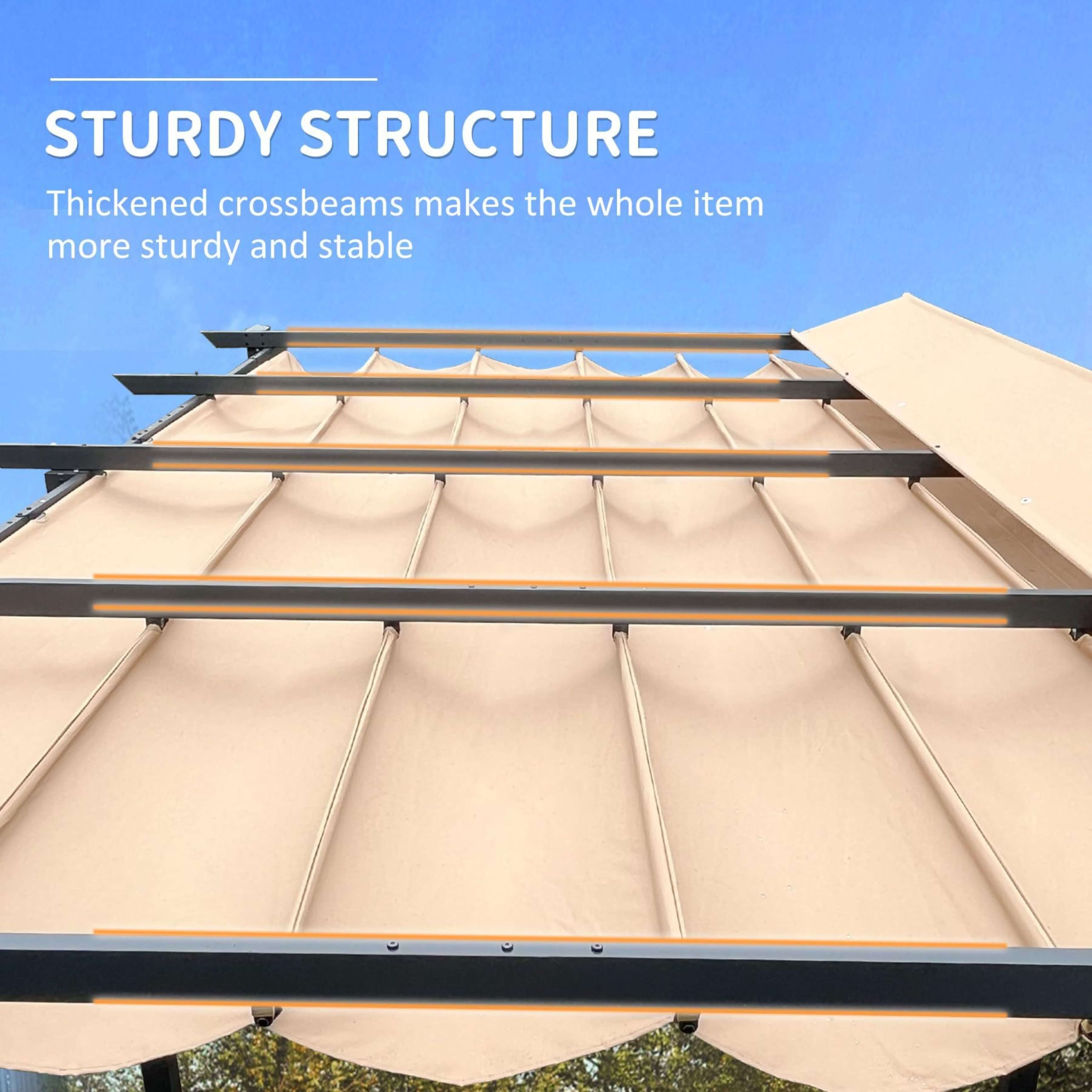 [11X16FT] Heavy-Duty Outdoor Retractable Aluminum Pergola With Weather-Resistant Canopy (SAK91853)