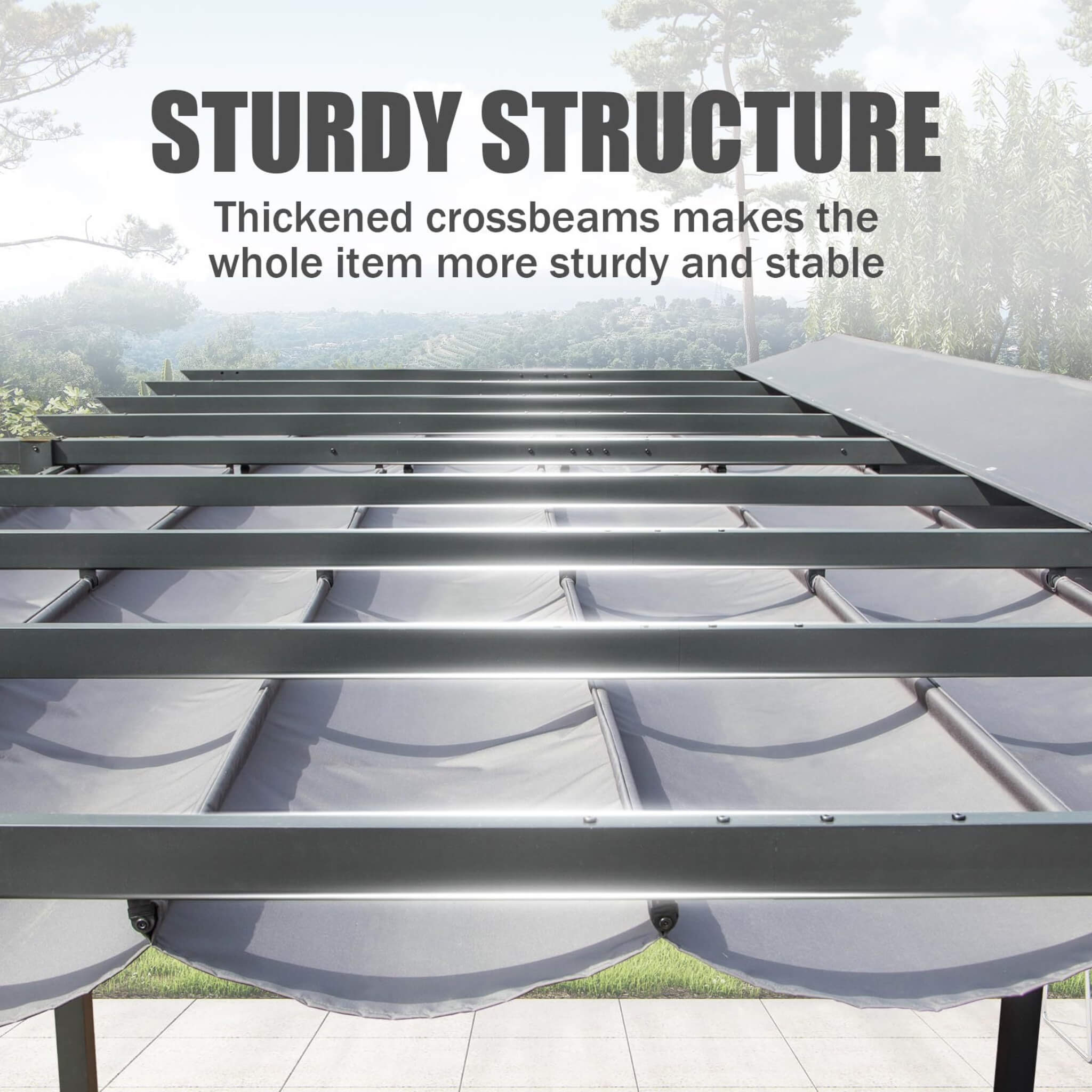 [11X20FT] Premium Outdoor Retractable Aluminum Pergola Gazebo With Weather-Resistant Canopy (SAK54612)