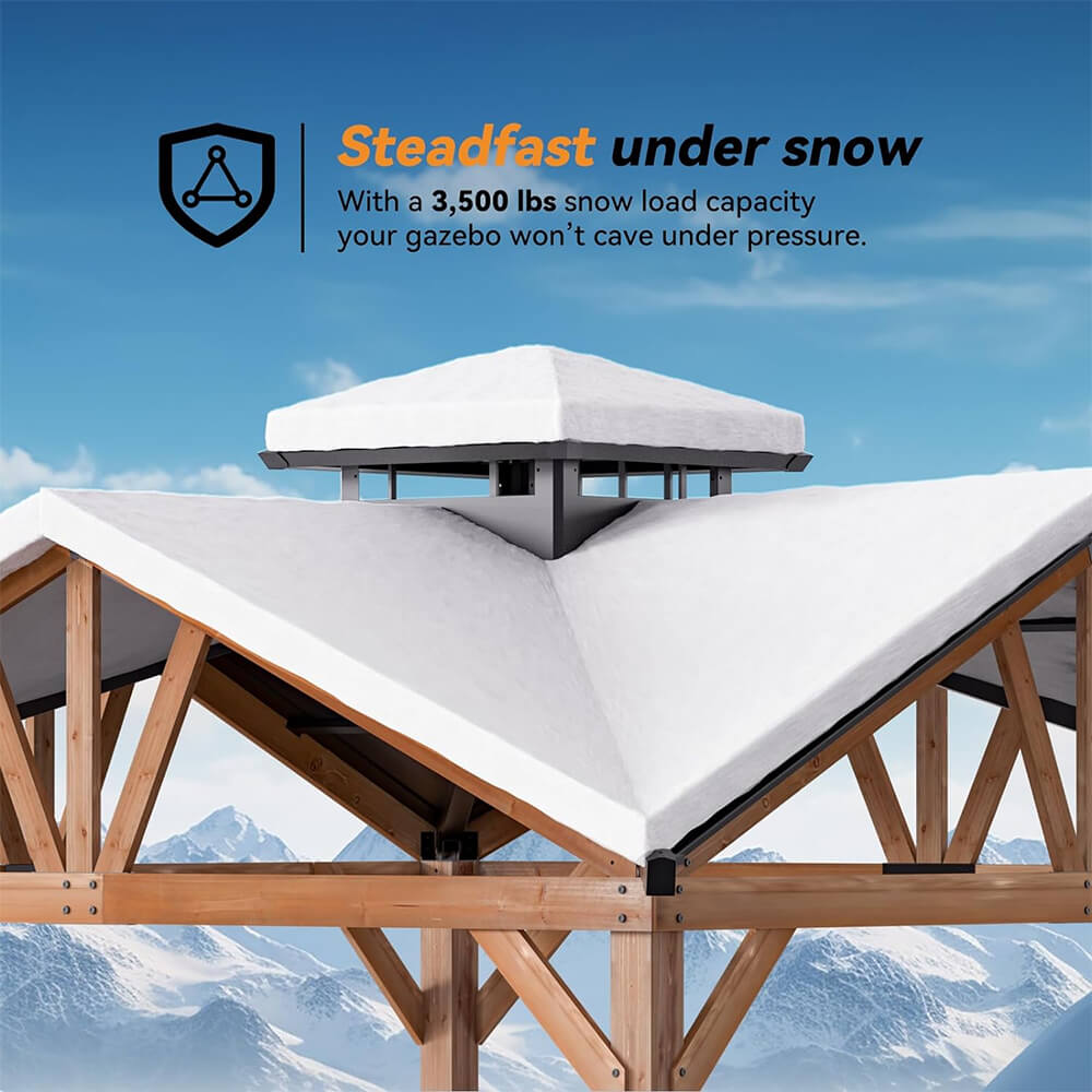 [12x12FT] Premium Outdoor Cedar Wood Hardtop Gazebo With Galvanized Steel Roof (SAK31864)