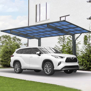 [10x17FT] Extra Large Heavy Duty Outdoor Aluminum Single Side Carport With Galvanized Metal Roof (SAK31279)