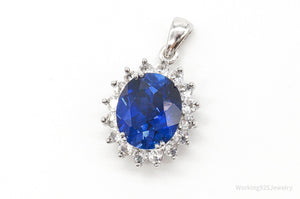 Designer JWBR Lab Sapphire Cubic Zirconia Sterling Silver Pendant
