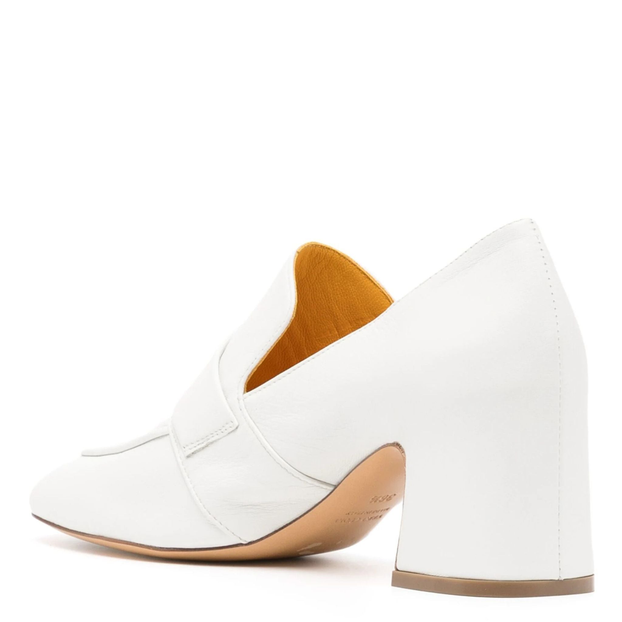 White Leather Lock Heel Loafer