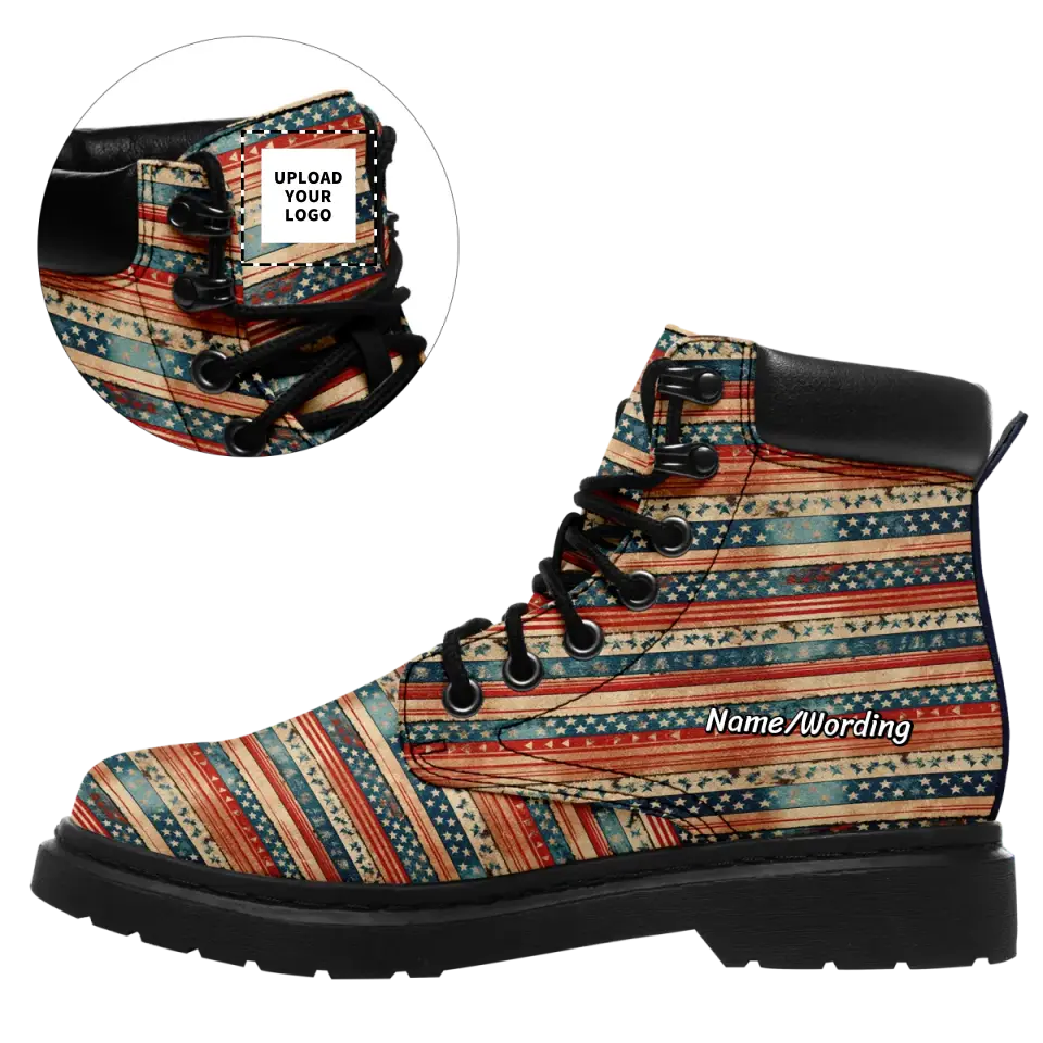 Personalized Flag Boots, Custom USA-Theme Boots, America Patriotic Boots,1921-23020125