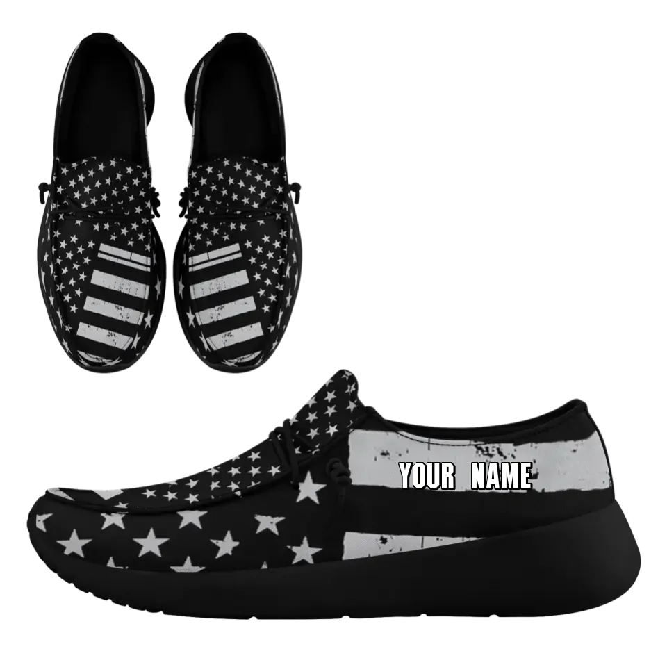 Personalized  America Flag Sneakers, Custom Patriotic Loafer Shoes,  Canvas Slip On Shoes,
FN018-24020303-6b