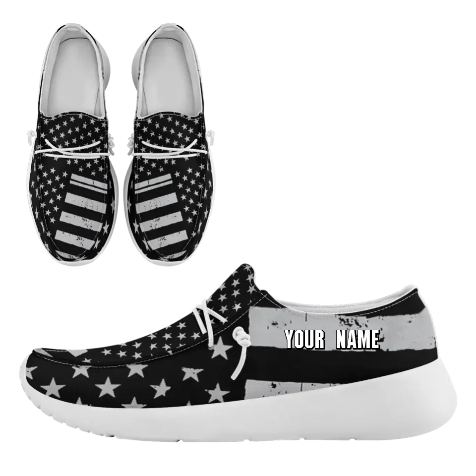Personalized  America Flag Sneakers, Custom Patriotic Loafer Shoes,  Canvas Slip On Shoes,
FN018-24020303-6w