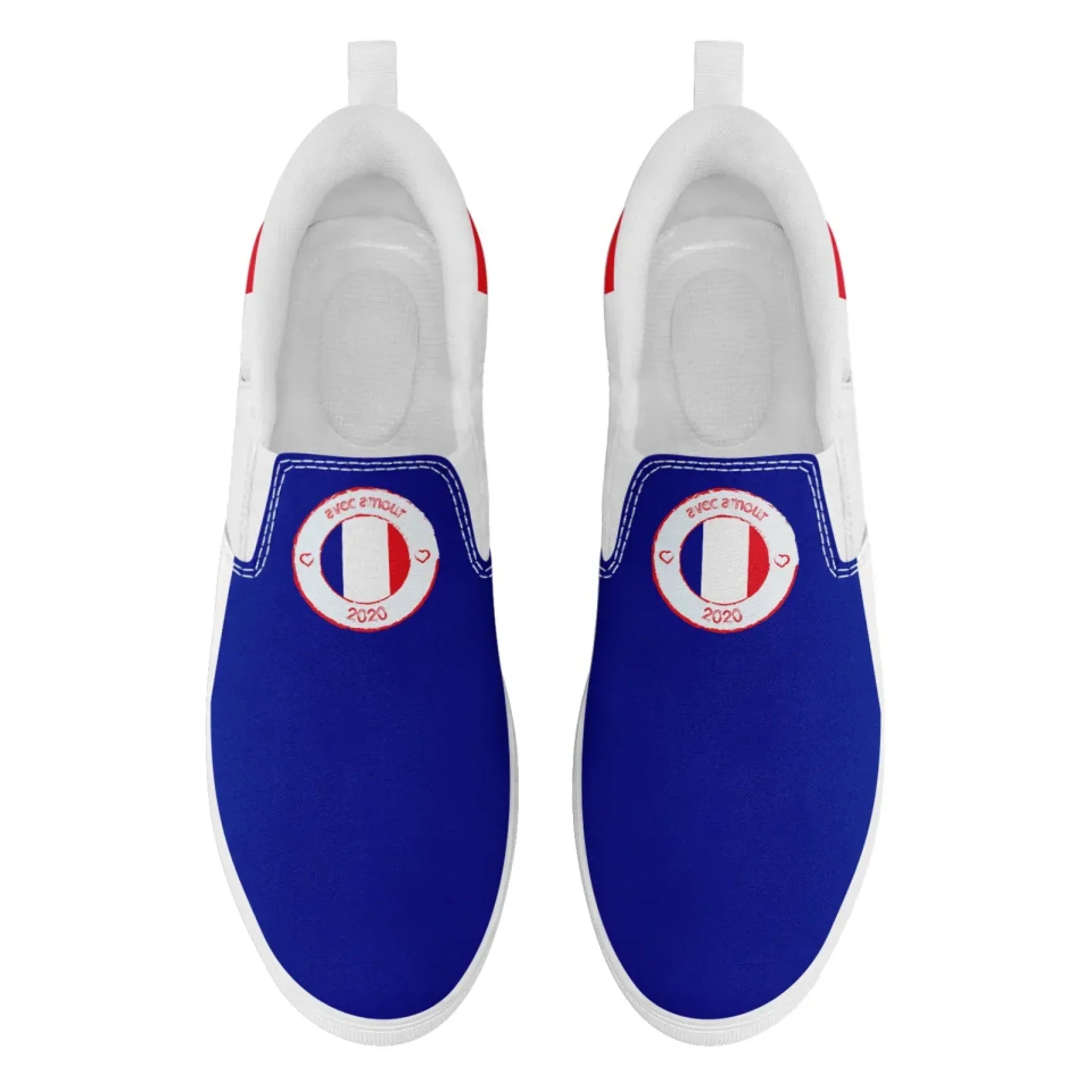 Personalized France Flag Sneakers, Custom Canvas Shoes, Pride Slip On Shoes