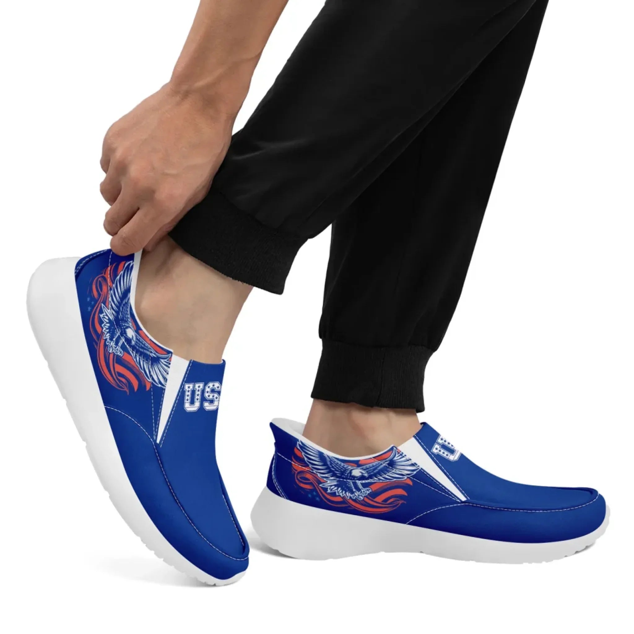 Personalized America Flag Sneakers, Custom Flag Fashion Shoes, Unisex Canvas Slip On Shoes