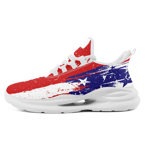 Personalized America Flag Print Sneakers, Custom Patriotic and Breathable Walking Shoes, Unisex Sports Shoes
