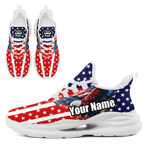 Personalized America Flag Sneakers, Custom Breathable Gym Shoes, Patriotic and Pride Walking Shoes
