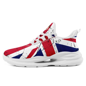 Personalized UK Flag Print Sneakers, Custom Breathable Lace Up Shoes, Patriotic and Pride Unisex Shoes
