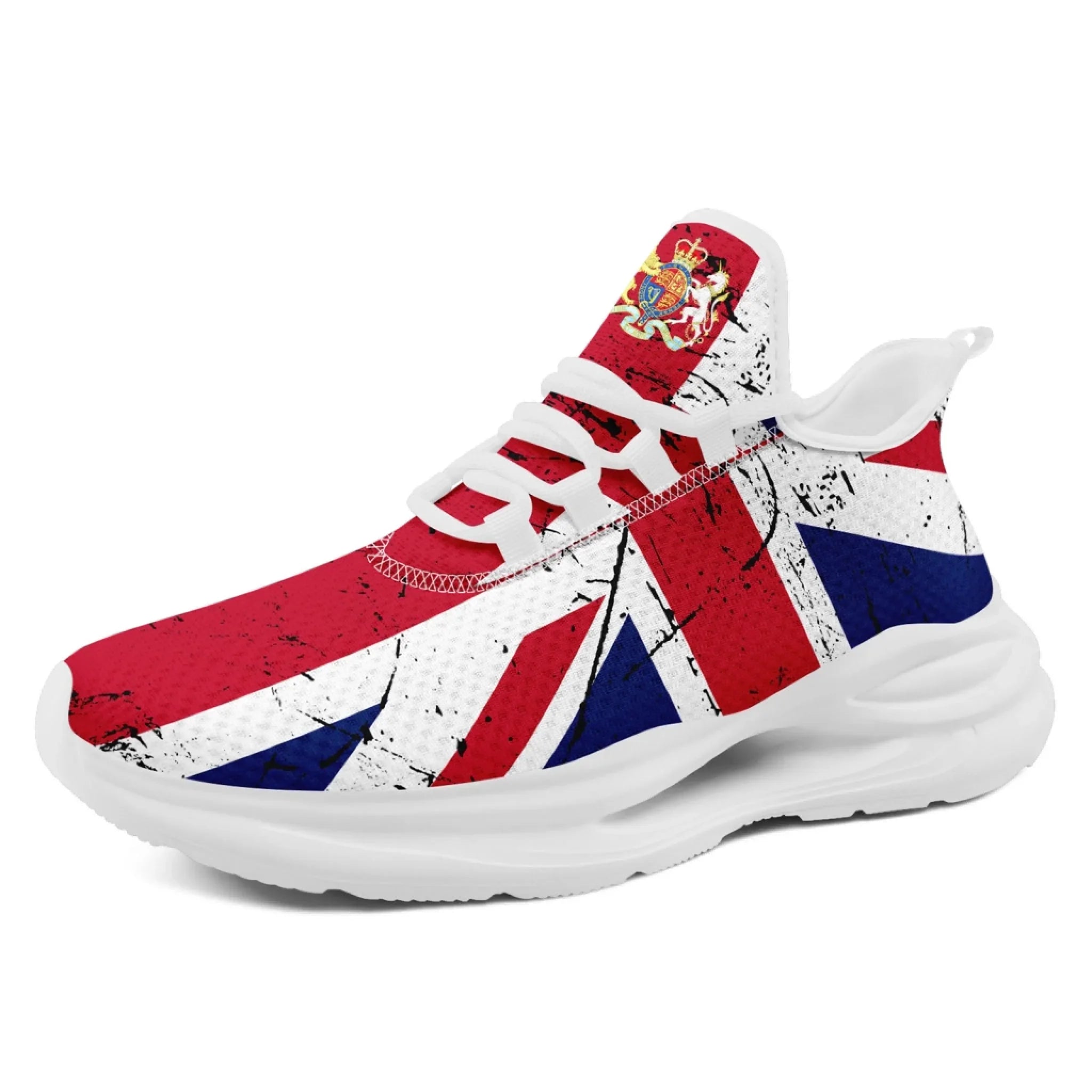 Personalized UK Flag Print Sneakers, Custom Breathable Lace Up Shoes, Patriotic and Pride Unisex Shoes