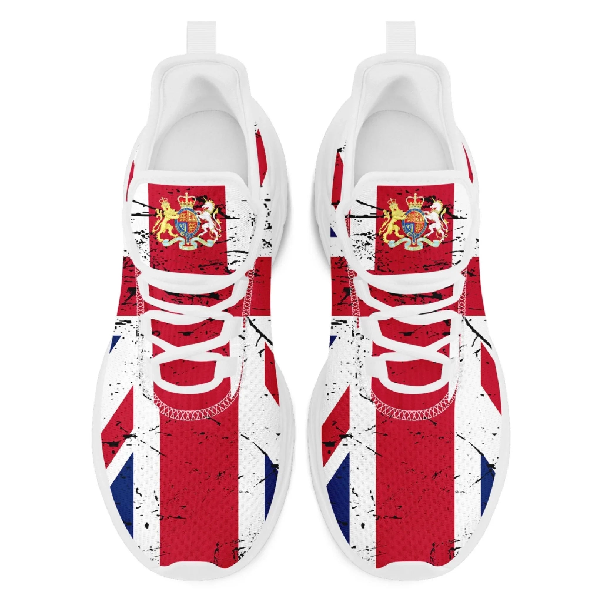Personalized UK Flag Print Sneakers, Custom Breathable Lace Up Shoes, Patriotic and Pride Unisex Shoes