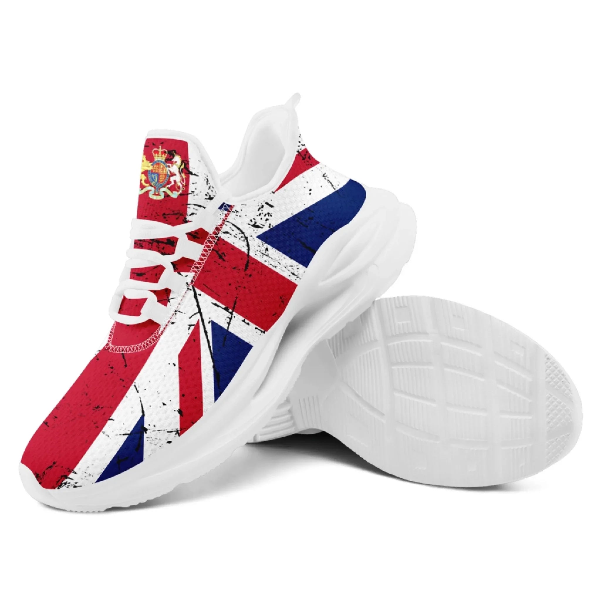 Personalized UK Flag Print Sneakers, Custom Breathable Lace Up Shoes, Patriotic and Pride Unisex Shoes