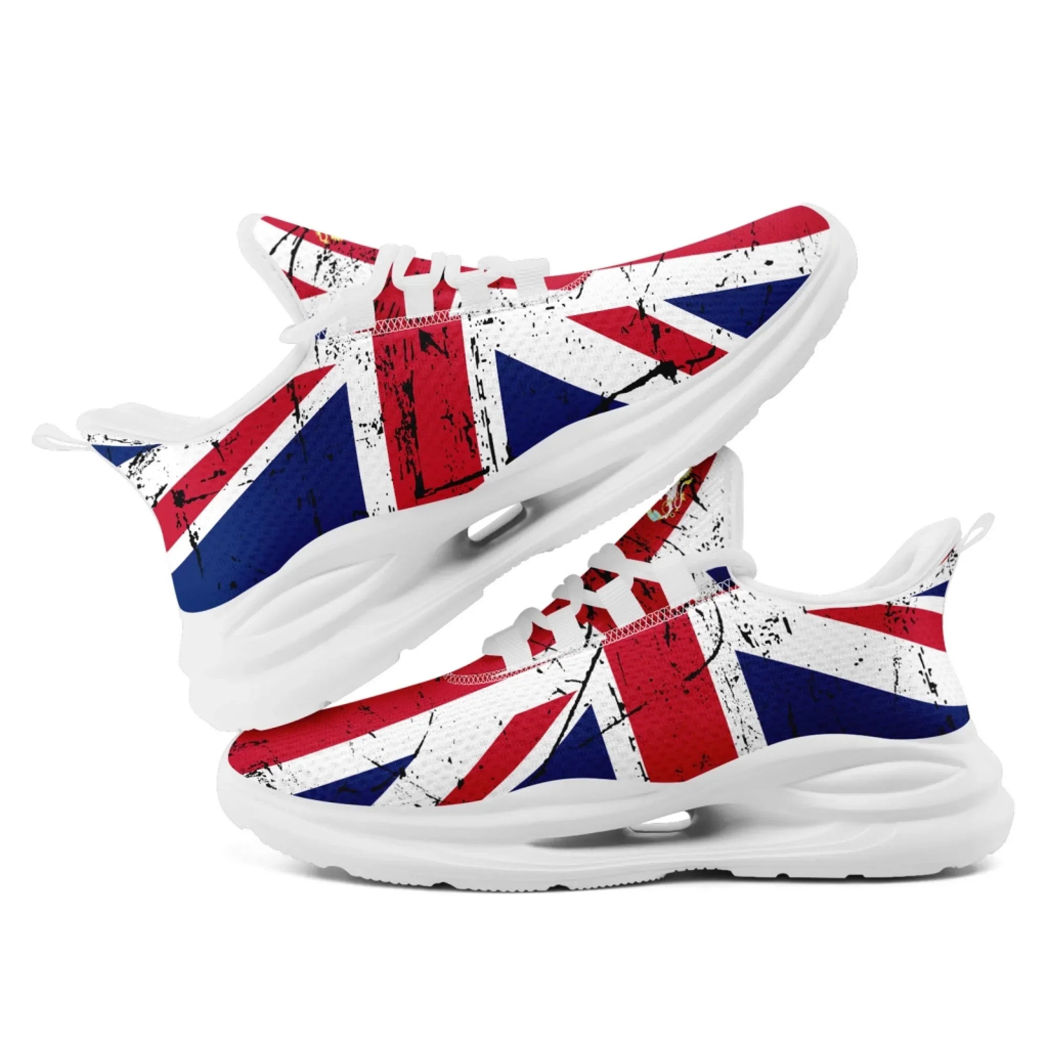Personalized UK Flag Print Sneakers, Custom Breathable Lace Up Shoes, Patriotic and Pride Unisex Shoes