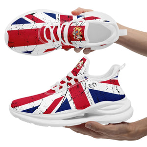 Personalized UK Flag Print Sneakers, Custom Breathable Lace Up Shoes, Patriotic and Pride Unisex Shoes