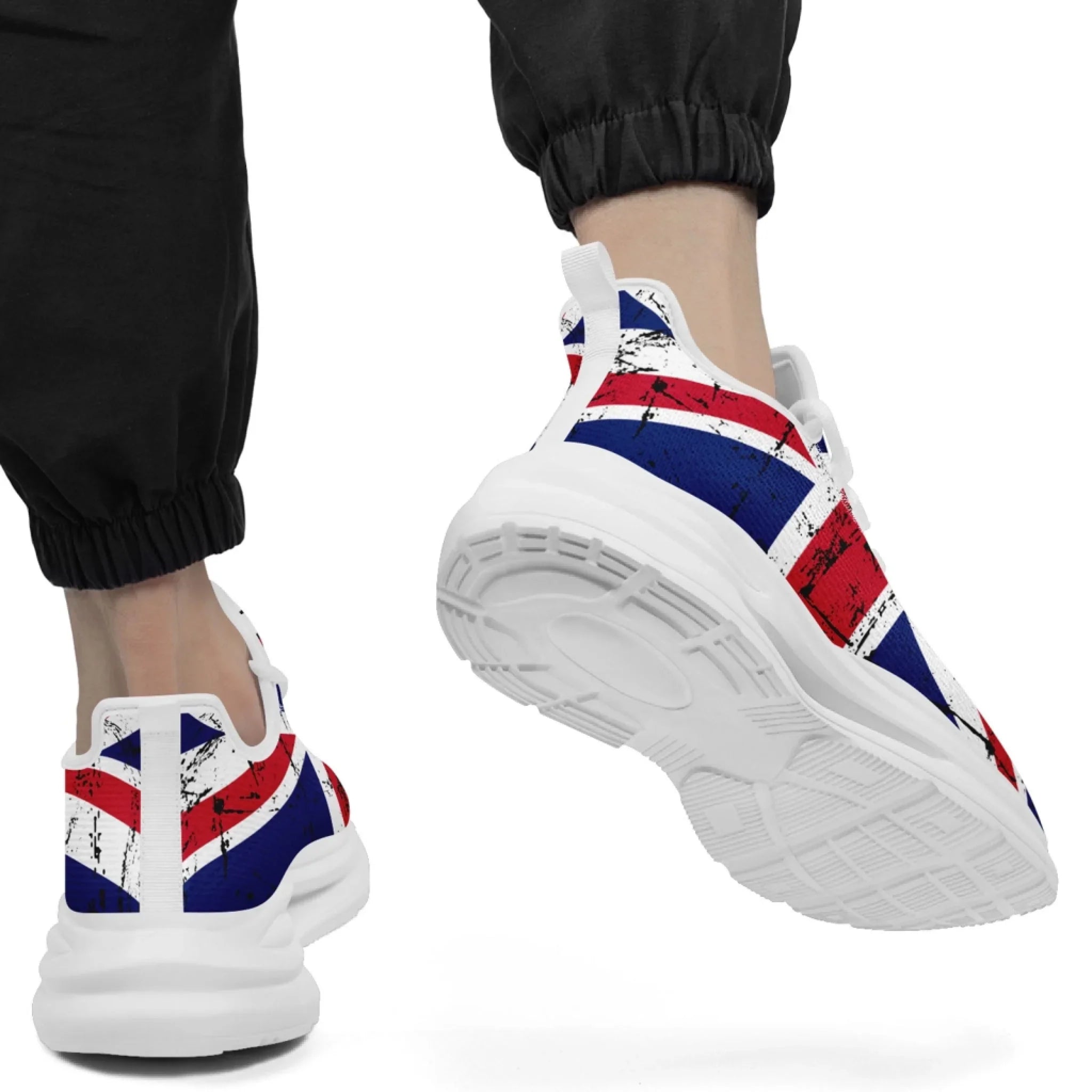 Personalized UK Flag Print Sneakers, Custom Breathable Lace Up Shoes, Patriotic and Pride Unisex Shoes