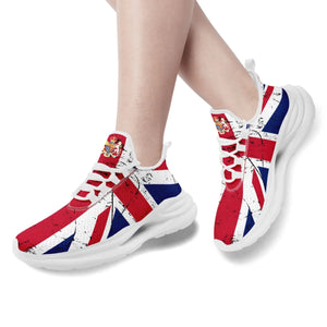 Personalized UK Flag Print Sneakers, Custom Breathable Lace Up Shoes, Patriotic and Pride Unisex Shoes
