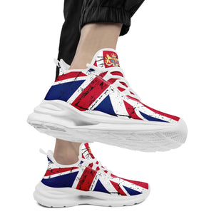 Personalized UK Flag Print Sneakers, Custom Breathable Lace Up Shoes, Patriotic and Pride Unisex Shoes