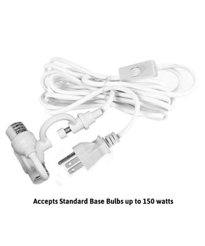 MAST Plug-In Wall Mount Pendant, 2 Light White Cord/Arm with Diffuser, White Linen Shade