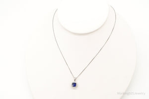 Blue Lab Sapphire Cubic Zirconia Sterling Silver Necklace