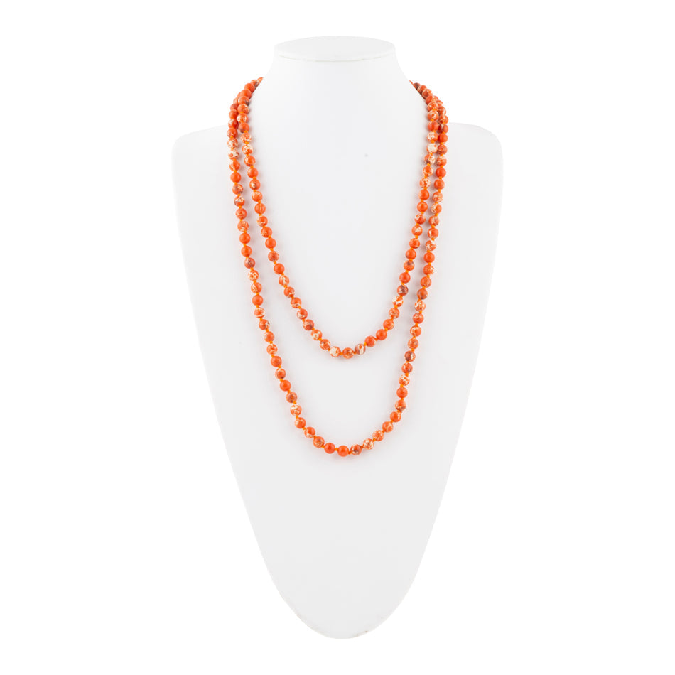 Immeasurable Bead Necklace - Polished Orange Jasper
