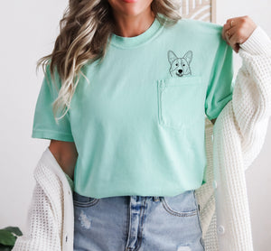 Welsh Corgi Dog mom Comfort Colors Pocket T Shirt