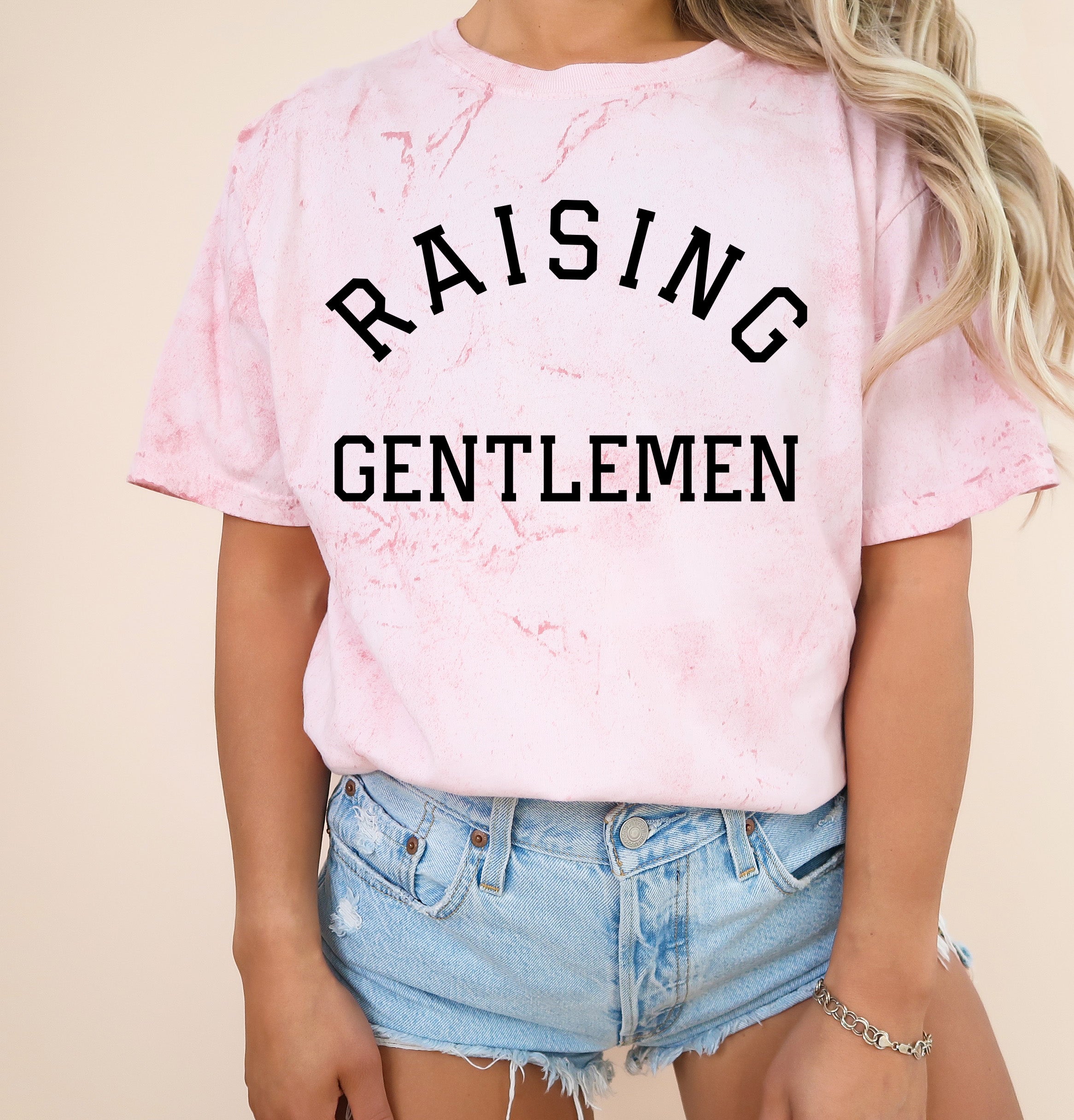 Raising Gentlemen Boy mom Garment Dyed T Shirt (varsity)