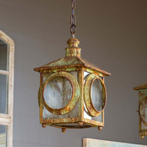 Aged Metal Lantern Pendant – Rustic Coastal Light