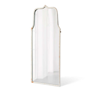 French Country Arch Mirror with Distressed White Frame