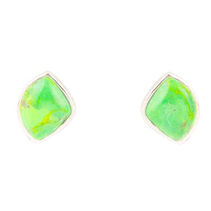 Abstract Lime Green Turquoise and Sterling Silver Stud Earrings