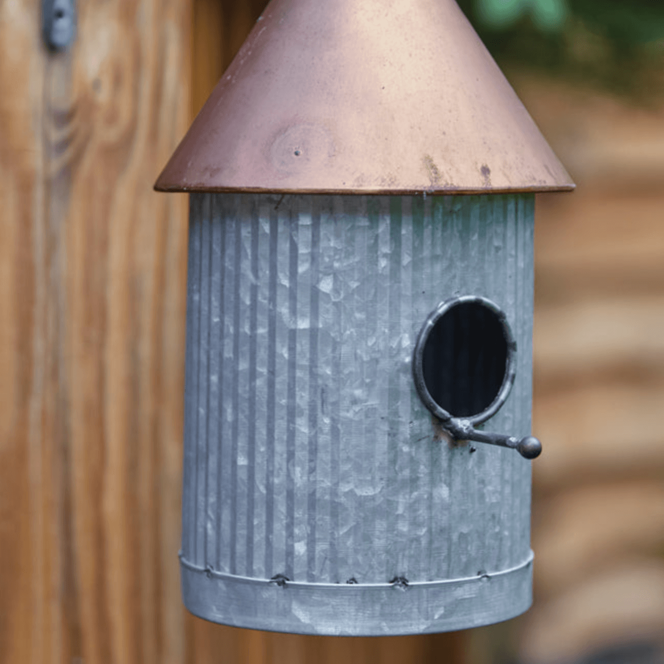 Farmhouse Galvanized Birdhouse with Copper Roof