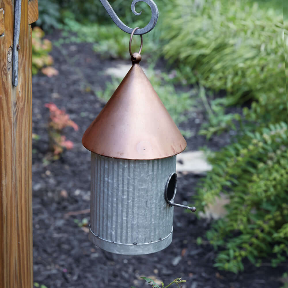 Farmhouse Galvanized Birdhouse with Copper Roof