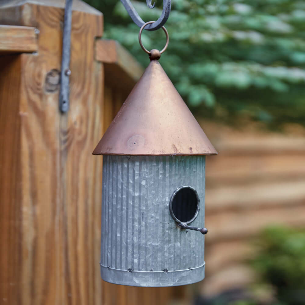 Farmhouse Galvanized Birdhouse with Copper Roof