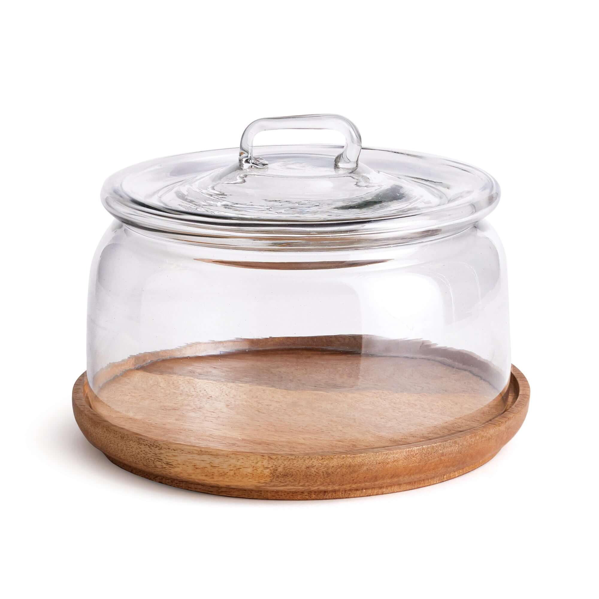 Farmhouse Glass Cloche with Wooden Base