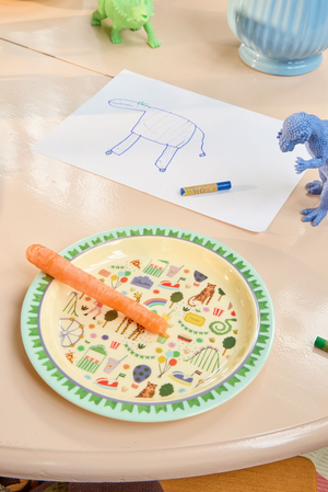 Melamine Kids Plate - Fun Fair Mint Print -