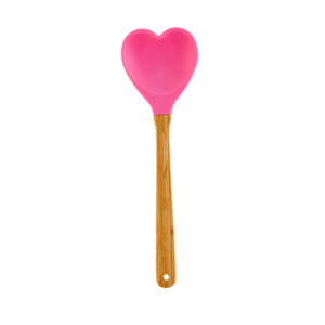 Kitchen Silicone Spoon in Heart shape | Dark Pink