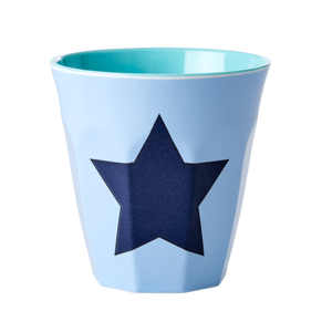 Set of 2 Medium Melamine Cups | Star in Soft Blue Print