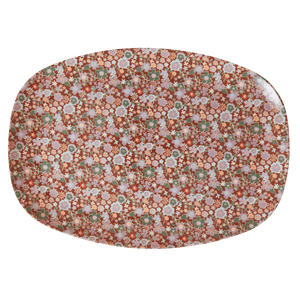 Melamine Rectangular Plate | Brown Flower Print