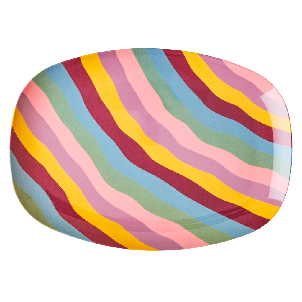 Melamine Rectangular Plate | Funky Stripes Print