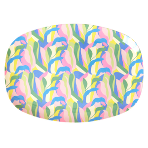 Medium Melamine Rectangular Plate - Blue - Jungle Fever Print