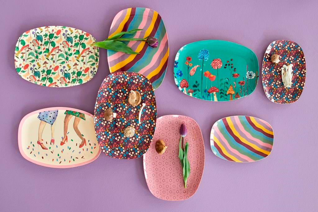 Melamine Rectangular Plate | Funky Stripes Print