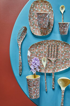 Melamine Rectangular Plate | Brown Flower Print