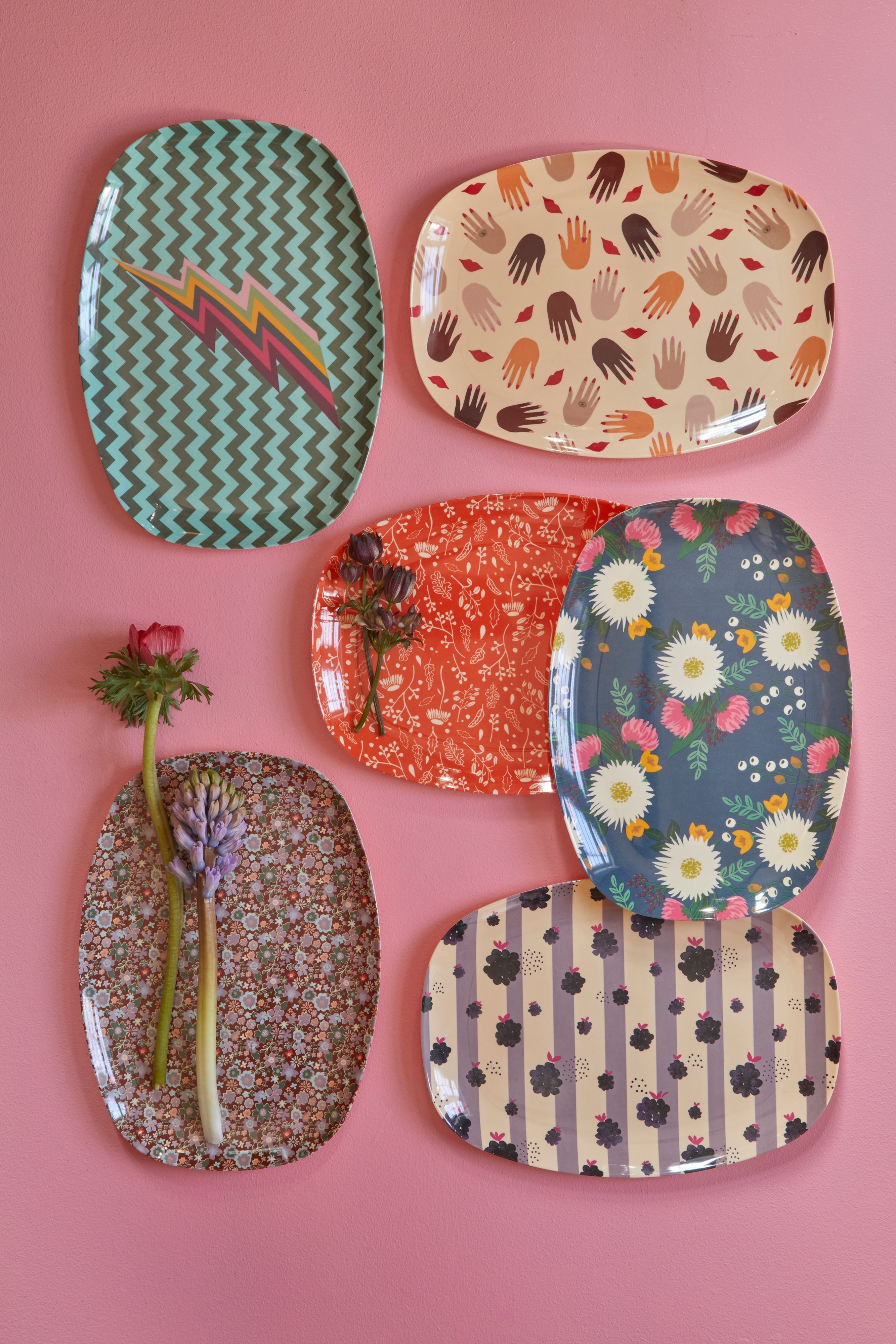 Melamine Rectangular Plate | Brown Flower Print