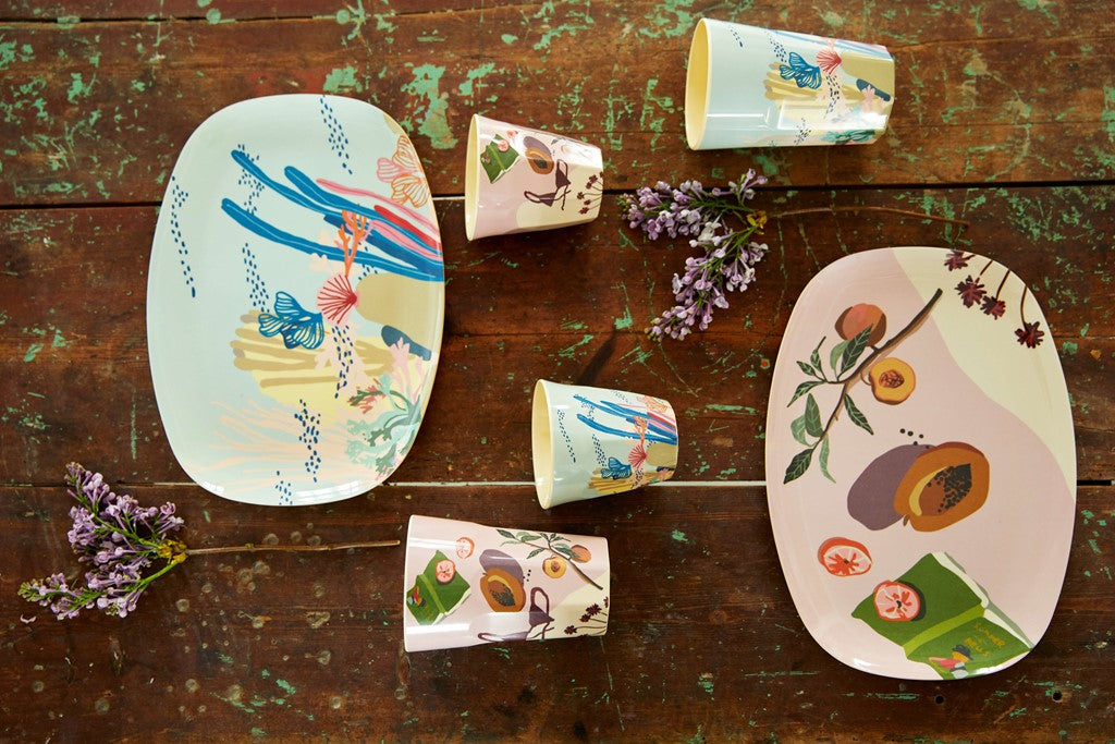 Set of 2 Medium Melamine Cups | Australian Summer Print